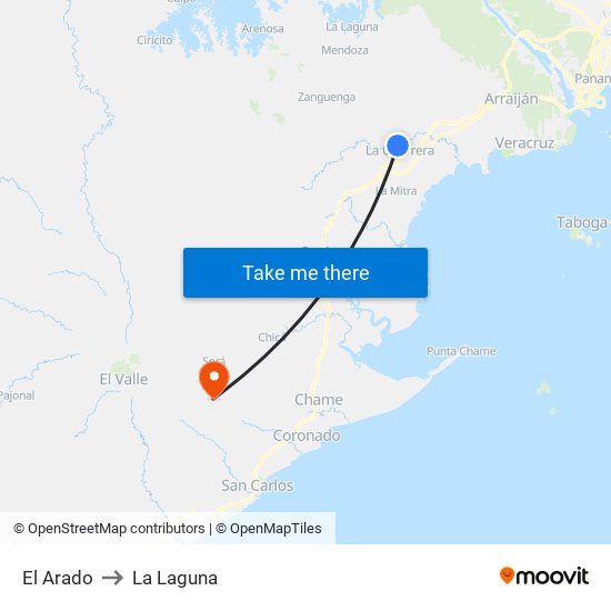 El Arado to La Laguna map