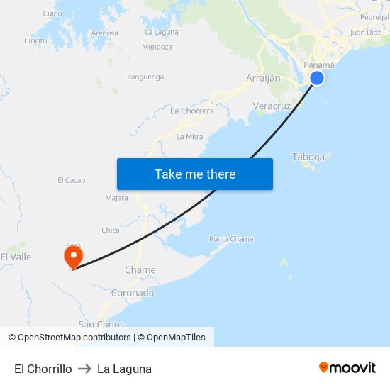 El Chorrillo to La Laguna map