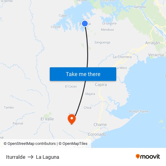 Iturralde to La Laguna map