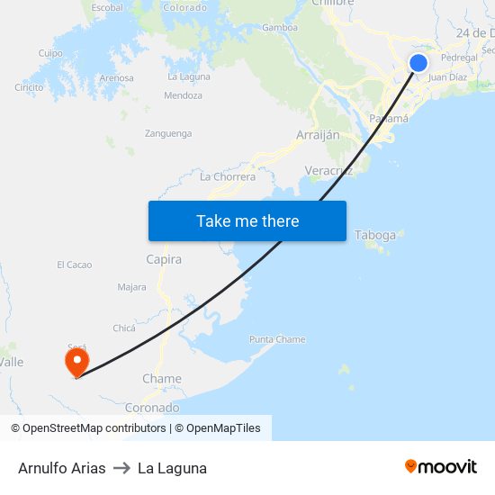 Arnulfo Arias to La Laguna map