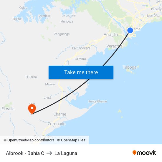 Albrook - Bahía C to La Laguna map