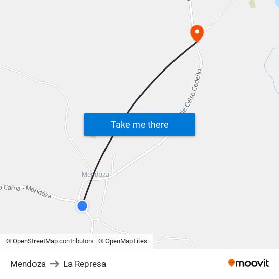 Mendoza to La Represa map