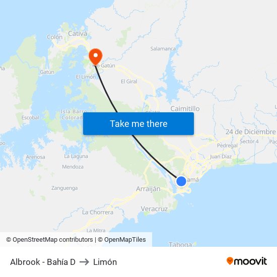 Albrook - Bahía D to Limón map