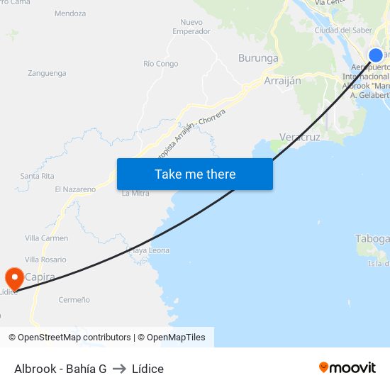 Albrook - Bahía G to Lídice map