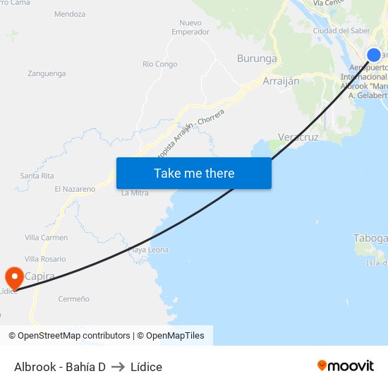 Albrook - Bahía D to Lídice map