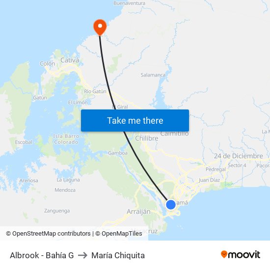 Albrook - Bahía G to María Chiquita map