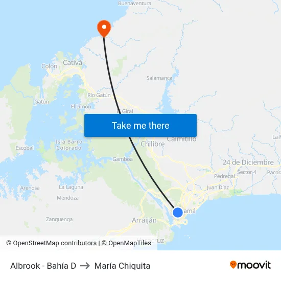 Albrook - Bahía D to María Chiquita map