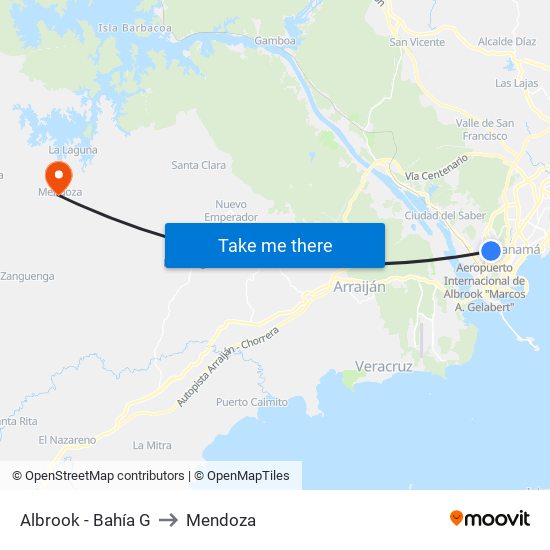 Albrook - Bahía G to Mendoza map