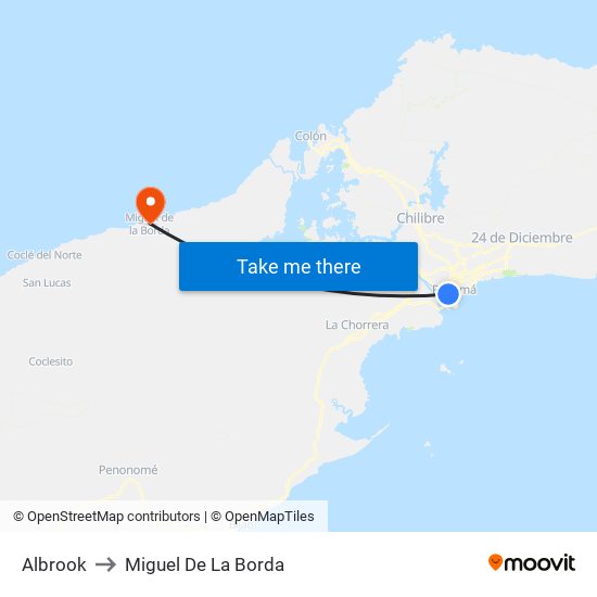 Albrook to Miguel De La Borda map