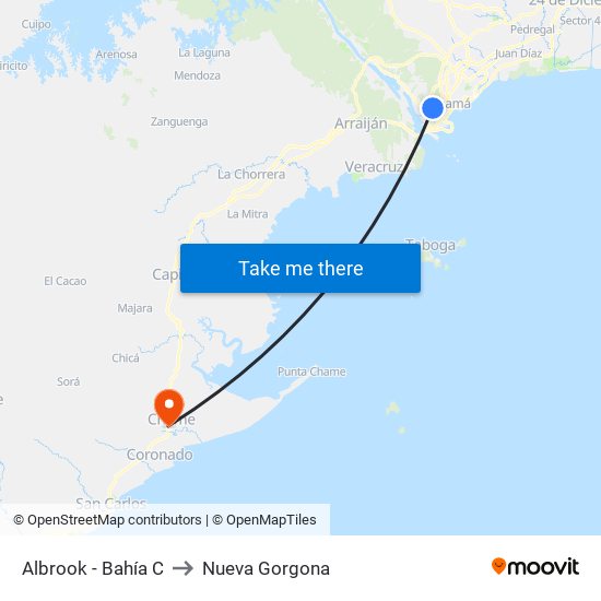 Albrook - Bahía C to Nueva Gorgona map