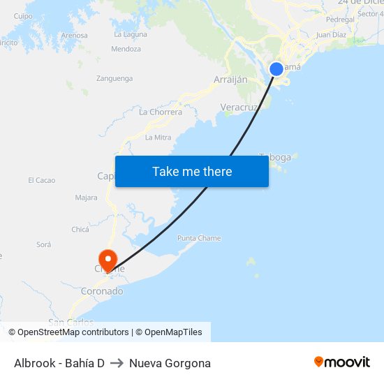 Albrook - Bahía D to Nueva Gorgona map