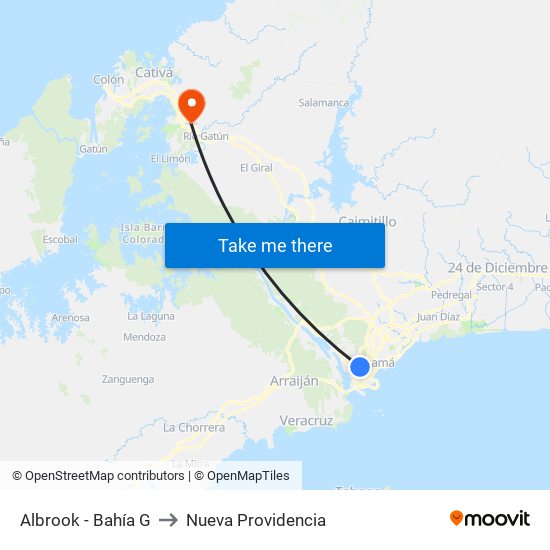 Albrook - Bahía G to Nueva Providencia map