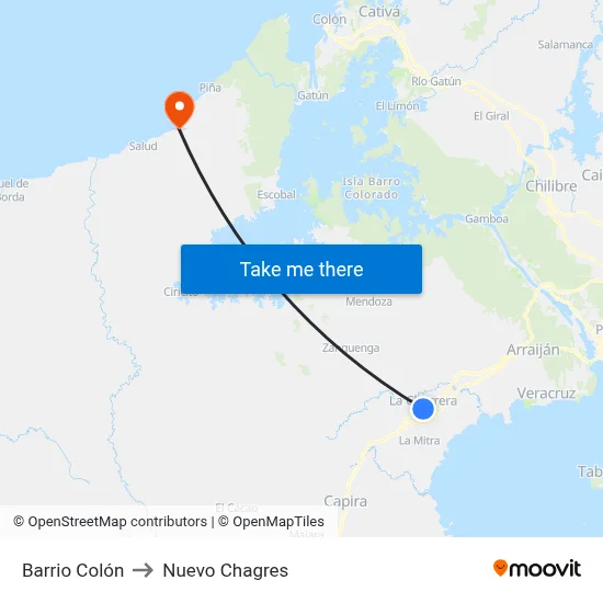 Barrio Colón to Nuevo Chagres map