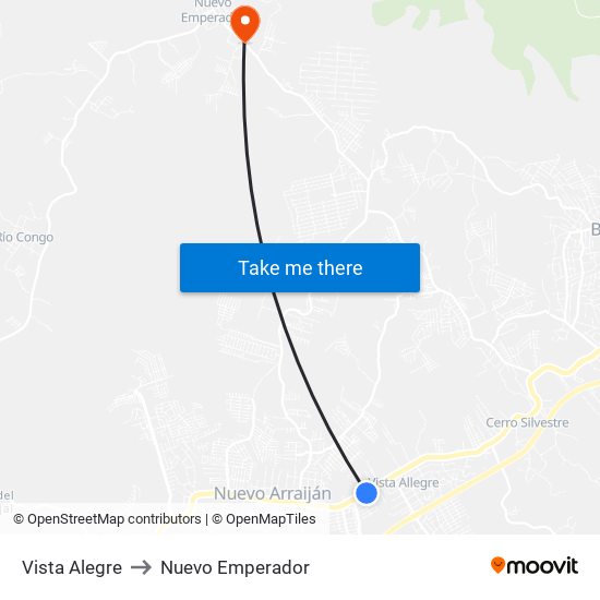 Vista Alegre to Nuevo Emperador map