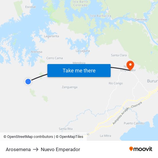 Arosemena to Nuevo Emperador map