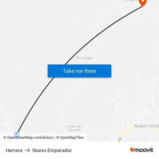 Herrera to Nuevo Emperador map