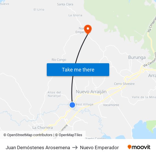 Juan Demóstenes Arosemena to Nuevo Emperador map