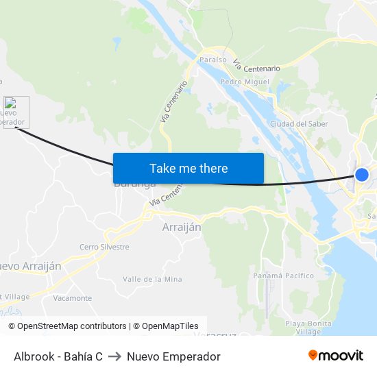 Albrook - Bahía C to Nuevo Emperador map
