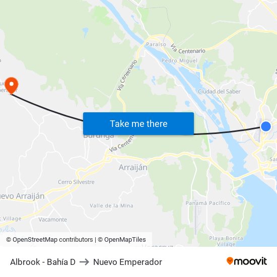 Albrook - Bahía D to Nuevo Emperador map