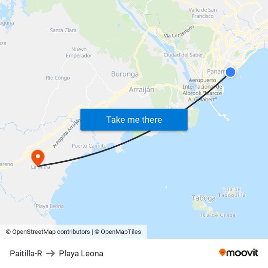 Paitilla-R to Playa Leona map