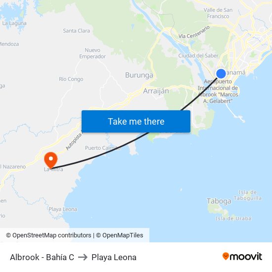 Albrook - Bahía C to Playa Leona map