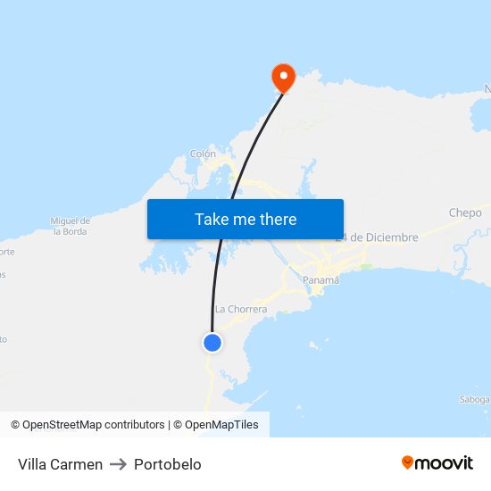 Villa Carmen to Portobelo map