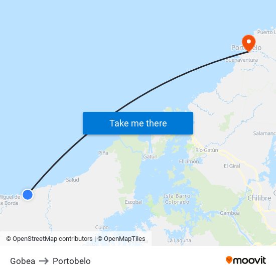 Gobea to Portobelo map