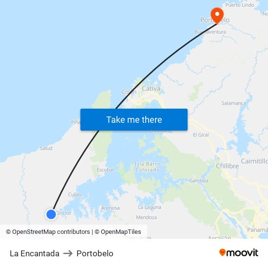 La Encantada to Portobelo map