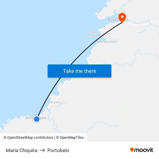 María Chiquita to Portobelo map