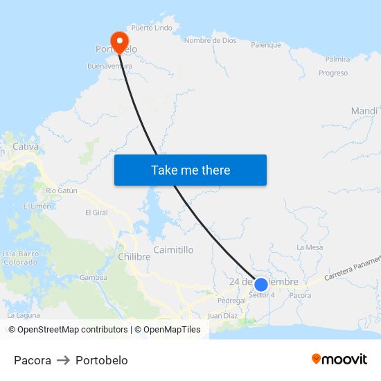 Pacora to Portobelo map