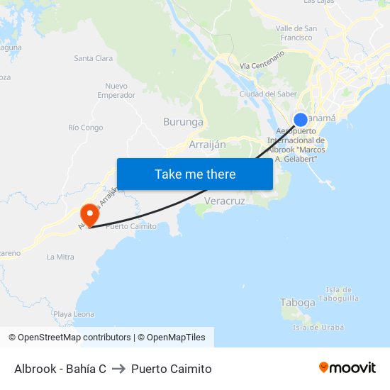 Albrook - Bahía C to Puerto Caimito map