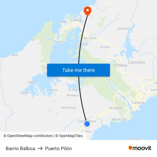 Barrio Balboa to Puerto Pilón map