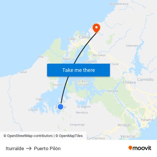 Iturralde to Puerto Pilón map