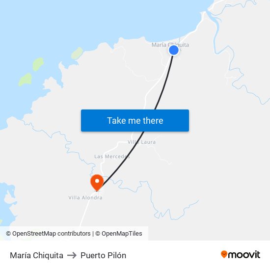 María Chiquita to Puerto Pilón map