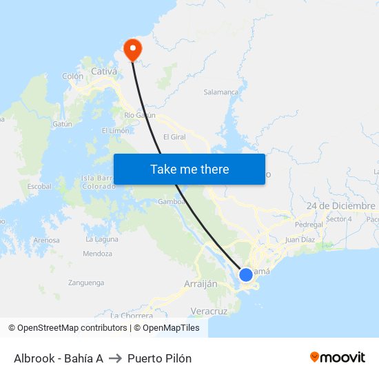 Albrook - Bahía A to Puerto Pilón map