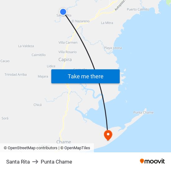 Santa Rita to Punta Chame map