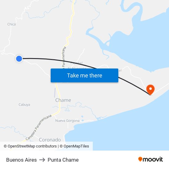 Buenos Aires to Punta Chame map