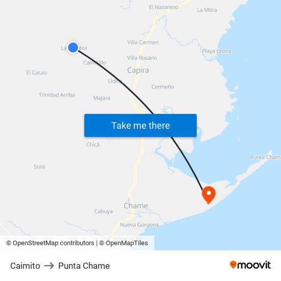 Caimito to Punta Chame map