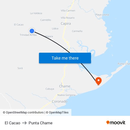 El Cacao to Punta Chame map