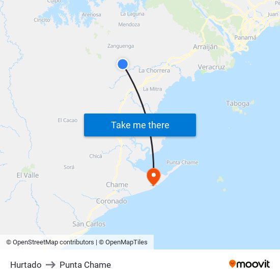 Hurtado to Punta Chame map