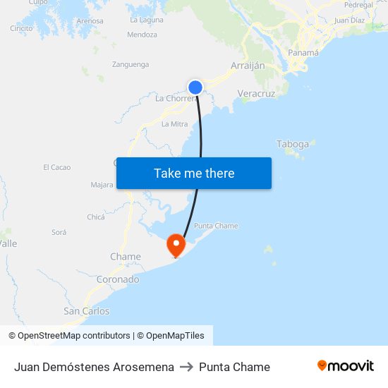 Juan Demóstenes Arosemena to Punta Chame map