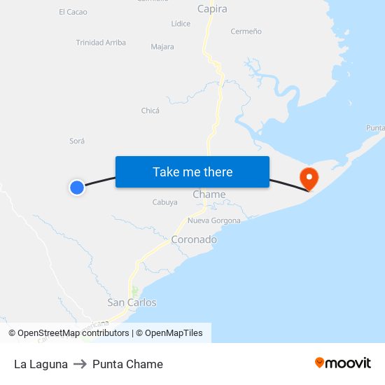 La Laguna to Punta Chame map