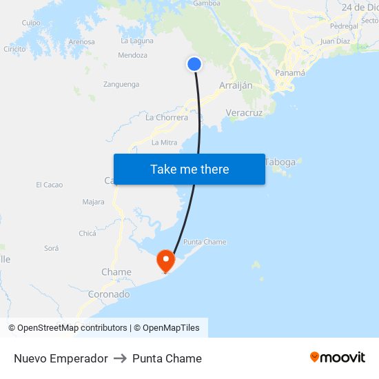 Nuevo Emperador to Punta Chame map