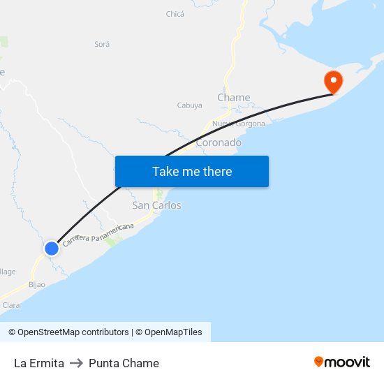 La Ermita to Punta Chame map