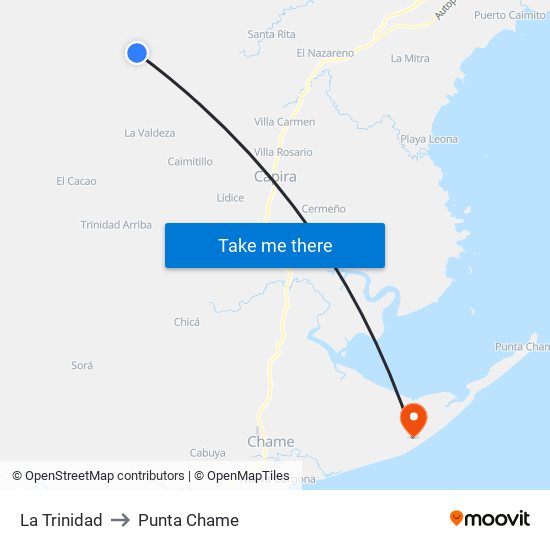 La Trinidad to Punta Chame map