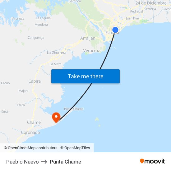 Pueblo Nuevo to Punta Chame map