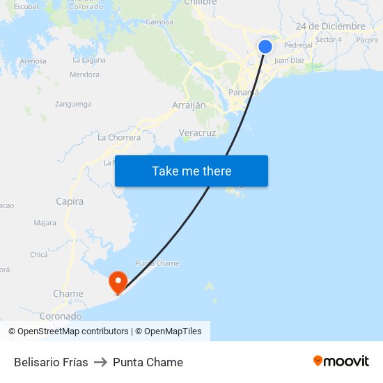 Belisario Frías to Punta Chame map