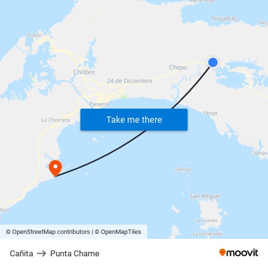 Cañita to Punta Chame map