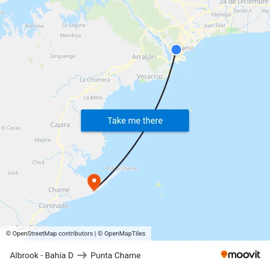 Albrook - Bahía D to Punta Chame map