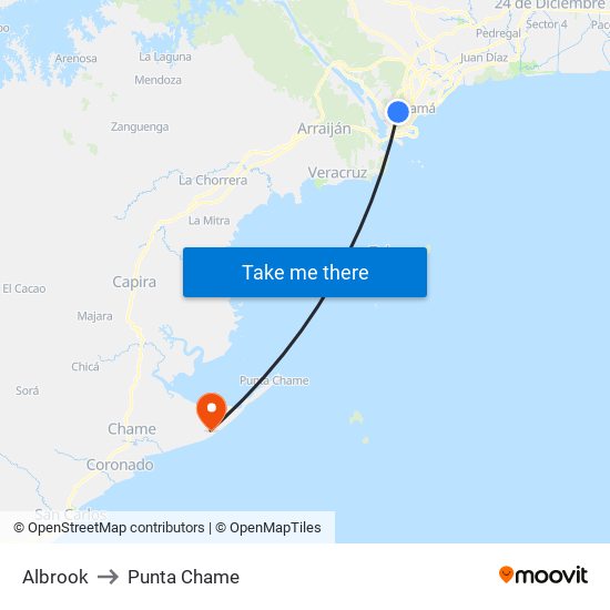 Albrook to Punta Chame map